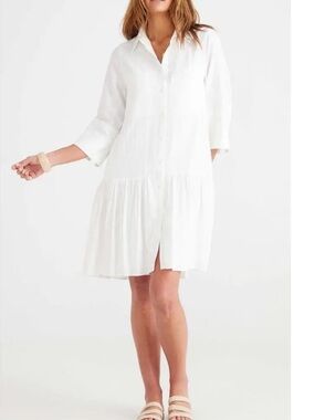 BRAVE+TRUE Stasia Linen Blend Shirtdress Small